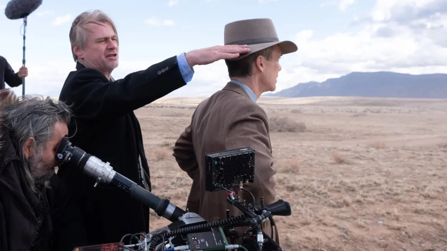 Christopher Nolan directing on set of Oppenheimer