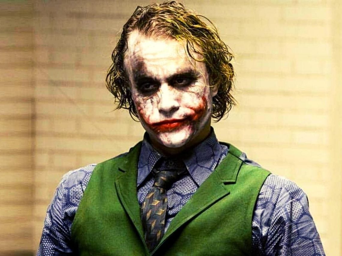 Heath Ledger as The Joker — one of the villainous roles that defined a generation of movies.