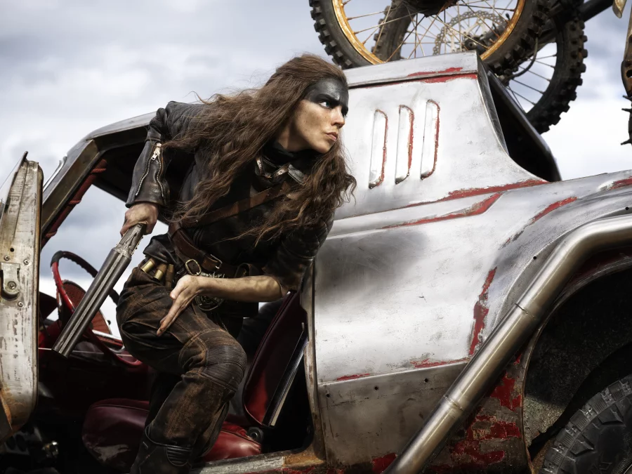 Furiosa driving war rig in Mad Max Fury Road