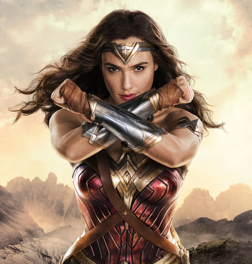 Wonder Woman standing strong with sword and shield